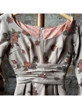 Vintage Artisan Crafted Women's Brown and Peach Dress